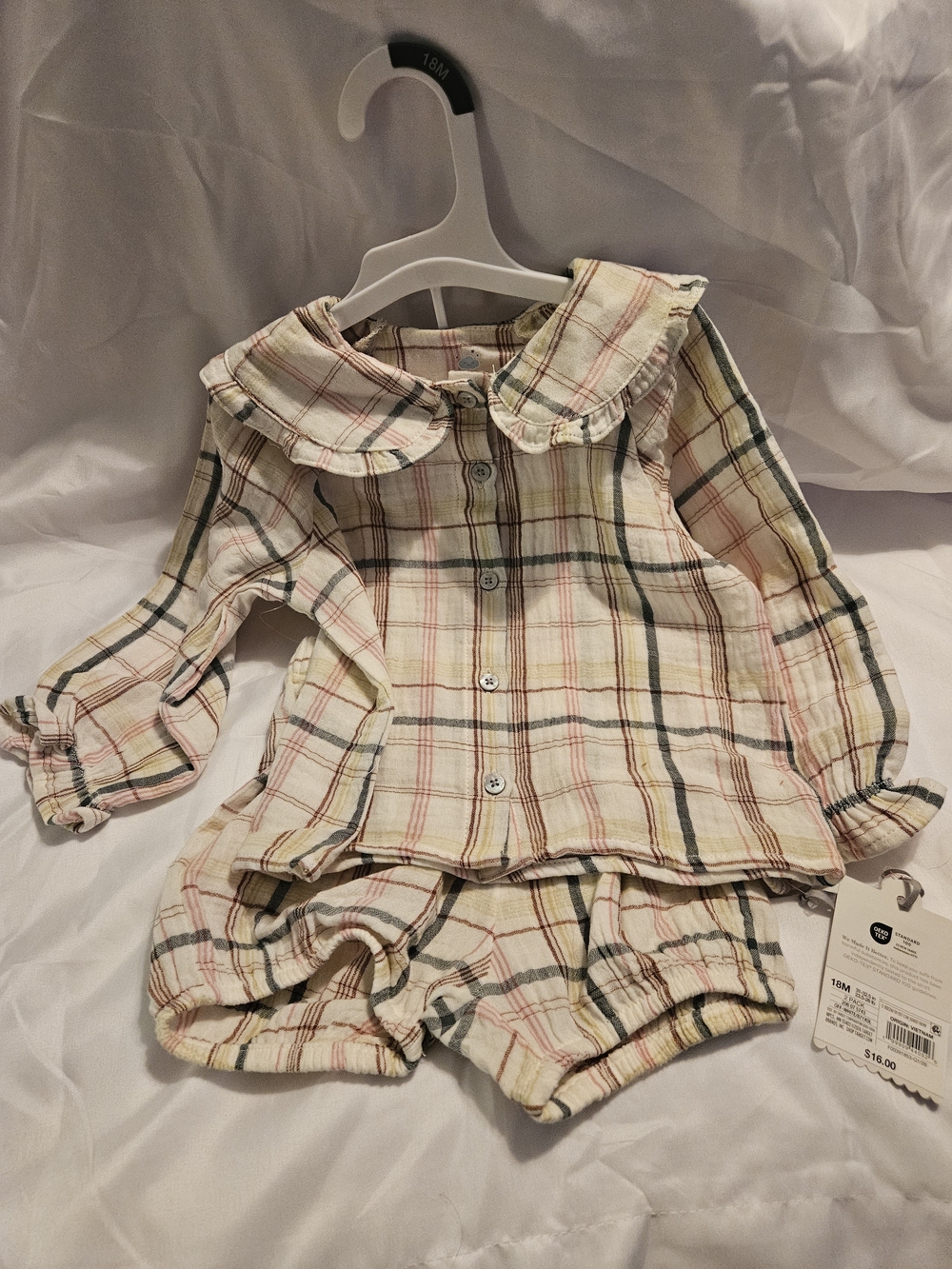 Target Cream Plaid Two-Piece Toddler Pajama Set